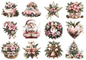 Papier ryżowy A4 do decoupage Artando - bombki, ozdoby, kwiaty, stroiki, święta