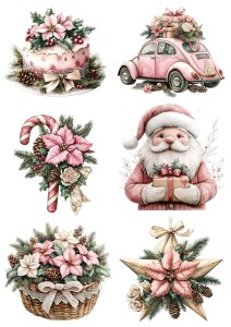 Papier ryżowy A4 do decoupage Artando - bombki, ozdoby, kwiaty, stroiki, święta