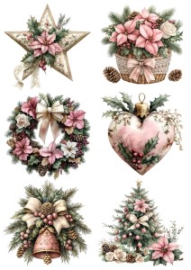 Papier ryżowy A4 do decoupage Artando - bombki, ozdoby, kwiaty, stroiki, święta