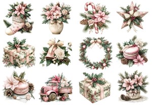 Papier ryżowy A4 do decoupage Artando - bombki, ozdoby, kwiaty, stroiki, święta