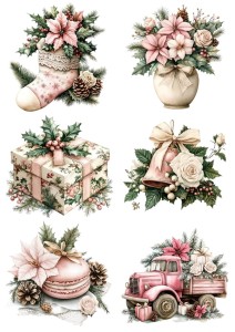 Papier ryżowy A4 do decoupage Artando - bombki, ozdoby, kwiaty, stroiki, święta