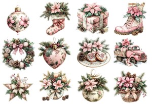 Papier ryżowy A4 do decoupage Artando - bombki, ozdoby, kwiaty, stroiki, święta