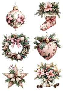 Papier ryżowy A4 do decoupage Artando - bombki, ozdoby, kwiaty, stroiki, święta