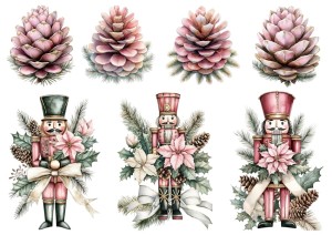 Papier ryżowy A4 do decoupage Artando - żołnierzyki, ozdoby, kwiaty, szyszki, stroiki