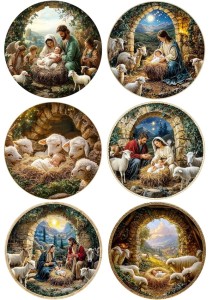 Papier ryżowy A4 do decoupage Artando - szopka, żłóbek, Boże Narodzenie, owieczki