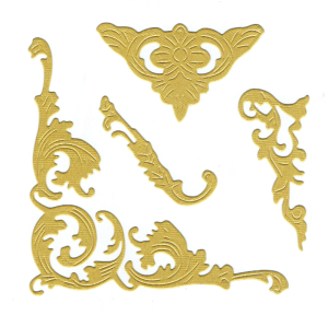 Scrapki papierowe złote perłowe zawijasy i narożniki -  4 sztuki