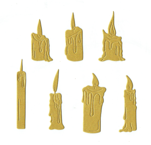 Scrapki papierowe złote perłowe świece - 7 sztuk