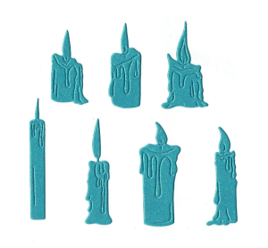 Scrapki papierowe turkusowe perłowe świece - 7 sztuk