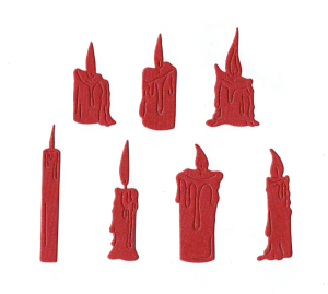 Scrapki papierowe czerwone perłowe świece - 7 sztuk