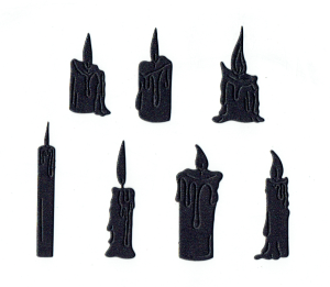 Scrapki papierowe czarne perłowe świece - 7 sztuk