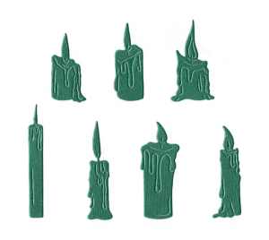 Scrapki papierowe zielone perłowe świece - 7 sztuk