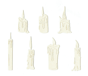 Scrapki papierowe kremowe perłowe świece - 7 sztuk