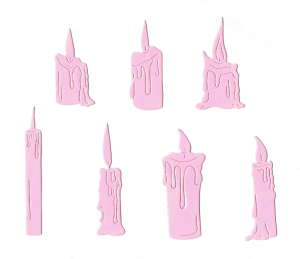 Scrapki papierowe jasnoróżowe perłowe świece - 7 sztuk