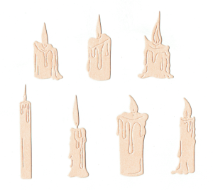 Scrapki papierowe brzoskwiniowe perłowe świece - 7 sztuk