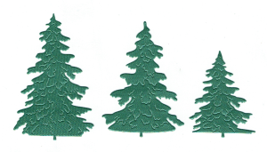 Scrapki papierowe zielone perłowe choinki - 15 sztuk 