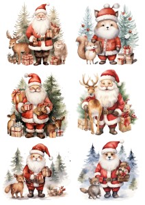 Papier ryżowy A4 do decoupage Artando - Mikołaje, zwierzęta, las, zima