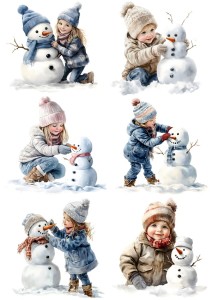 Papier ryżowy A4 do decoupage Artando - dzieci, bałwany, zima