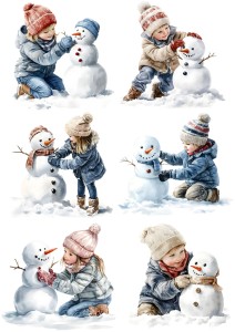 Papier ryżowy A4 do decoupage Artando - dzieci, bałwany, zima