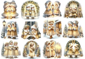 Papier ryżowy A4 do decoupage Artando - dzieci, dziewczynki, święta, zima