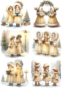 Papier ryżowy A4 do decoupage Artando - dzieci, dziewczynki, święta, zima