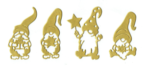 Scrapki papierowe złote perłowe krasnale, skrzaty, gnomy - 4 sztuki