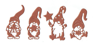 Scrapki papierowe miedziane perłowe krasnale, skrzaty, gnomy - 4 sztuki