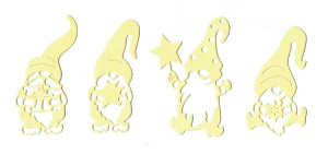 Scrapki papierowe żółte perłowe krasnale, skrzaty, gnomy - 4 sztuki