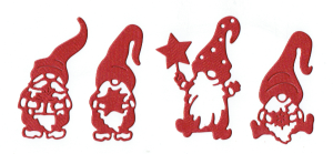 Scrapki papierowe czerwone perłowe krasnale, skrzaty, gnomy - 4 sztuki