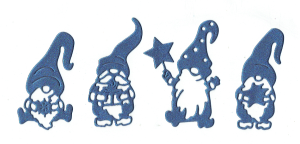 Scrapki papierowe szafirowe perłowe krasnale, skrzaty, gnomy - 4 sztuki