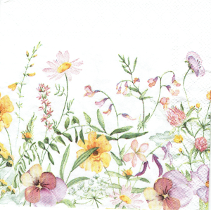 Serwetka decoupage mała 25x25cm - kwiaty, kwiatki, kwietna łąka