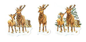 Scrapki papierowe z efektem 3D - jelenie, drzewa, zima