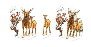 Scrapki papierowe z efektem 3D - jelenie, drzewa, zima
