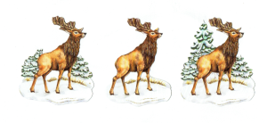 Scrapki papierowe z efektem 3D - jelenie, drzewa, zima