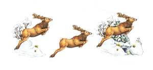 Scrapki papierowe z efektem 3D - jelenie, drzewa, zima 