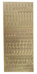Stickersy, naklejki złote brokatowe 10x23cm - Litery duże, abecadło, alfabet