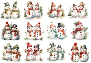 Papier ryżowy A4 do decoupage Artando - bałwany, bałwanki , zima