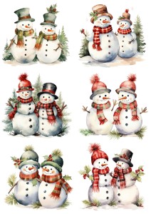 Papier ryżowy A4 do decoupage Artando - bałwany, bałwanki , zima