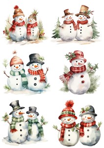 Papier ryżowy A4 do decoupage Artando - bałwany, bałwanki , zima