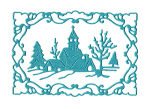 Scrapki papierowe turkusowe perłowe kościół, choinki, ramka - 1 zestaw