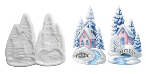 Foremka silikonowa - domy, domki, chatki, mostek, choinki, zima