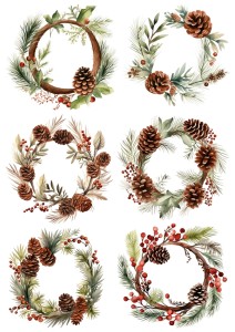 Papier ryżowy A4 do decoupage Artando - wianki, stroiki, szyszki, ramki