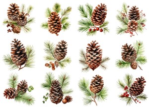 Papier ryżowy A4 do decoupage Artando - szyszki, szyszka, gałązki