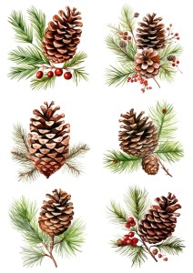 Papier ryżowy A4 do decoupage Artando - szyszki, szyszka, gałązki