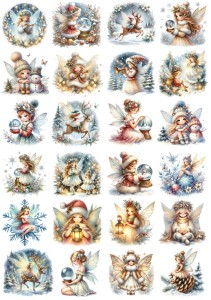 Papier ryżowy A4 do decoupage Artando - wróżki, elfy, czarodziejki, zima, święta