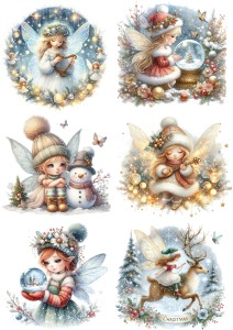 Papier ryżowy A4 do decoupage Artando - wróżki, elfy, czarodziejki, zima, święta