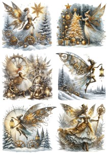 Papier ryżowy A4 do decoupage Artando - wróżki, elfy, czarodziejki, steampunk, święta