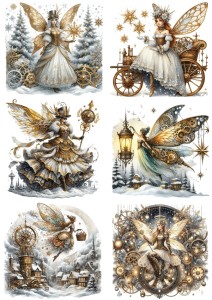 Papier ryżowy A4 do decoupage Artando - wróżki, elfy, czarodziejki, steampunk, święta