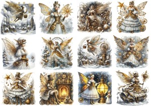 Papier ryżowy A4 do decoupage Artando - wróżki, elfy, czarodziejki, steampunk, święta