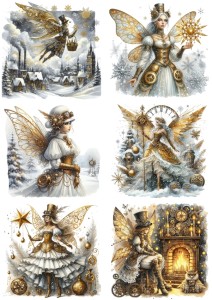 Papier ryżowy A4 do decoupage Artando - wróżki, elfy, czarodziejki, steampunk, święta