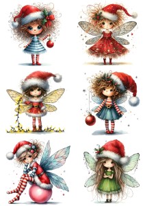 Papier ryżowy A4 do decoupage Artando - wróżki, elfy, czarodziejki, zima, święta